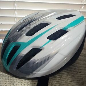 White and Teal Adjustable Bike Helmet